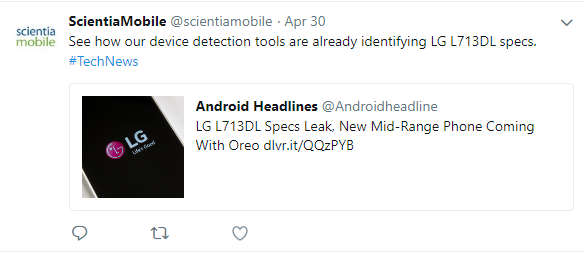 ScientiaMobile tweet about the Android Headlines article